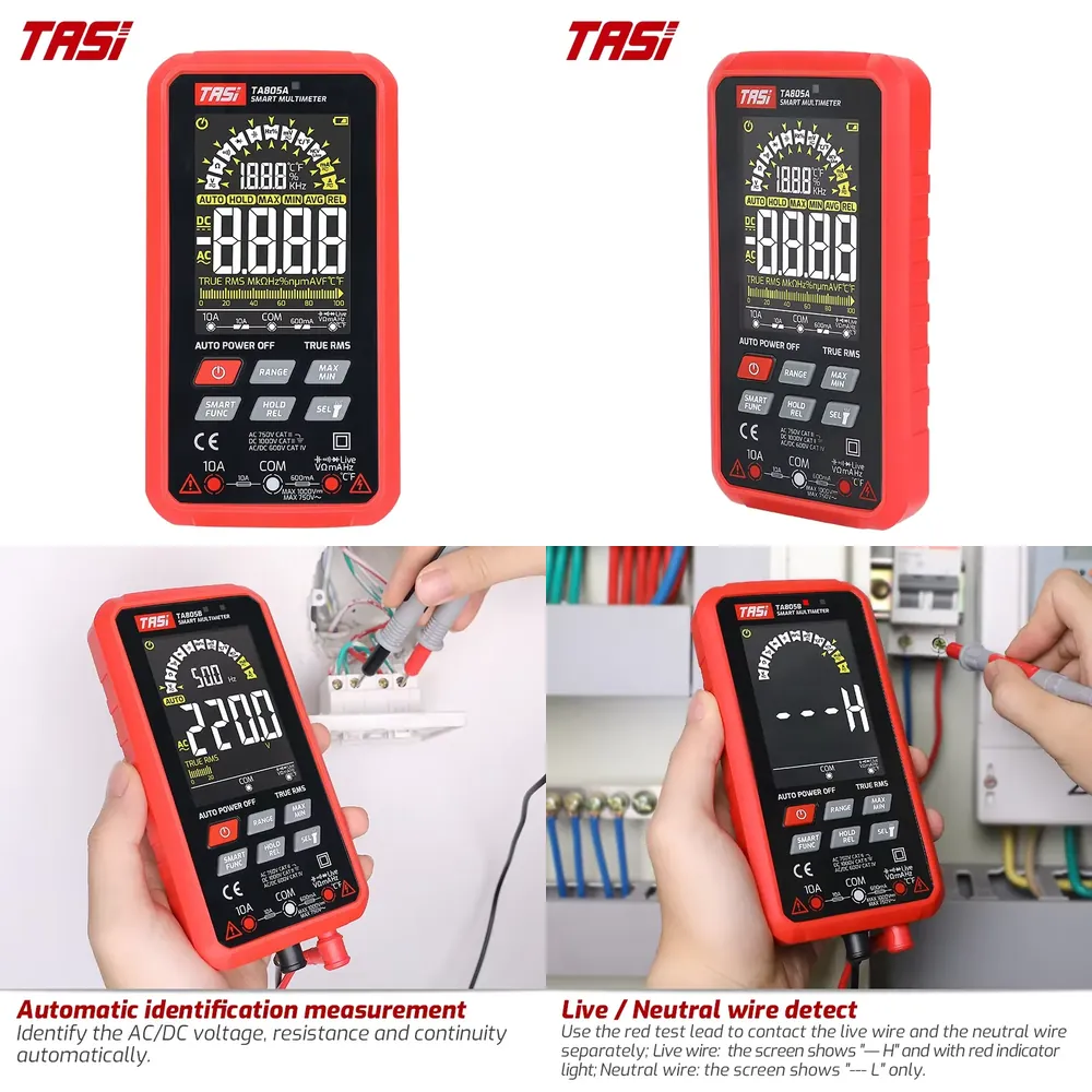 Multimeter Digital - TASI TA805A มัลติมิเตอร์แบบดิจิตอลอัจฉริยะ หน้าจอ LCD สี
