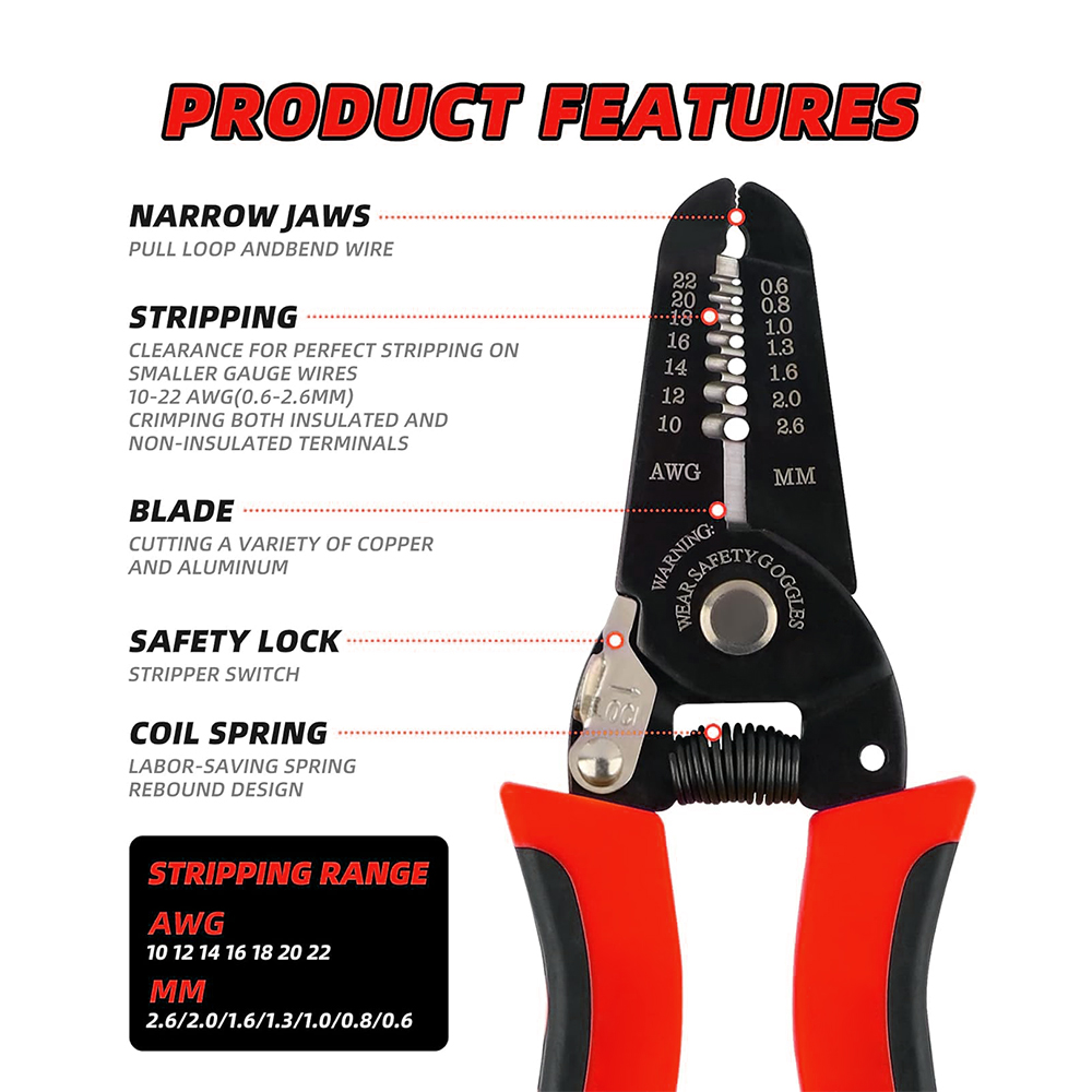 Wire Stripper Cutter - เครื่องตัดสายไฟ, เครื่องปอกสายไฟ, เครื่องมือปอกสายไฟ, เครื่องปอกสายเคเบิล, เครื่องมือเดินสายไฟ, เครื่องมือเข้าหัวสายไฟ,