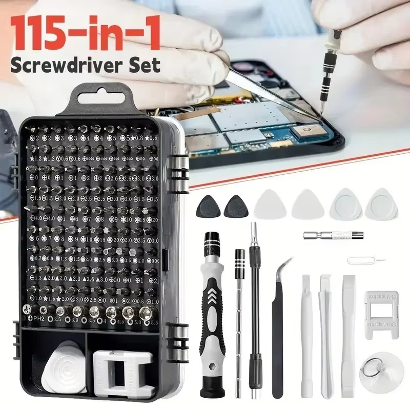 Diy Electronics Gadget - ชุดไขควงความแม่นยำสูง 115-in-1 พร้อมหัวแม่เหล็ก - ชุดเครื่องมือซ่อมอุปกรณ์อิเล็กทรอนิกส์สำหรับโทรศัพท์ แล็ปท็อป
