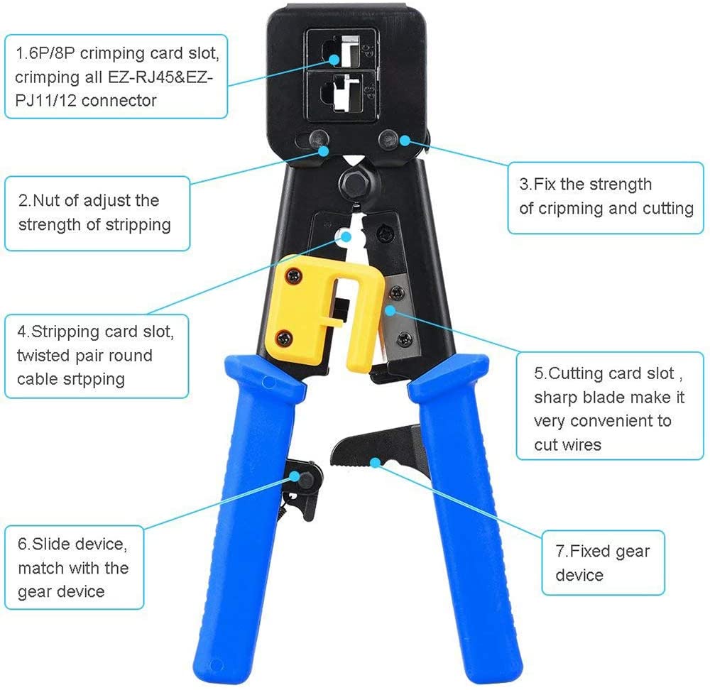 ZoeRax RJ45 CrimperสำหรับPass- - Wire Stripper Cutter บทวิจารณ์และราคา