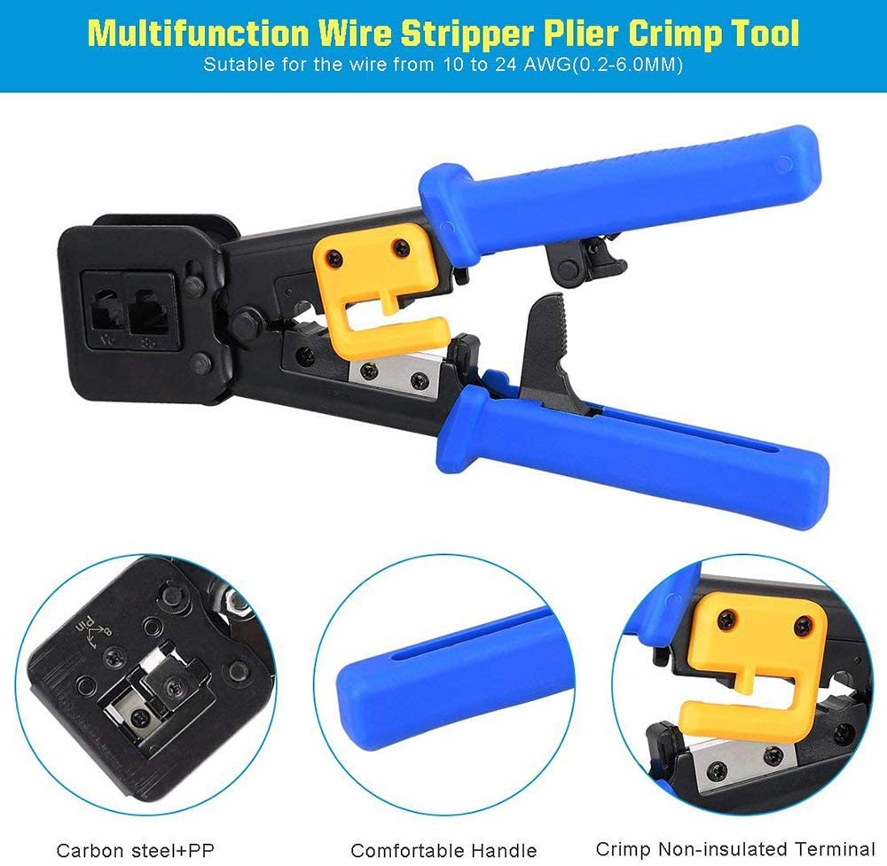 ZoeRax RJ45 CrimperสำหรับPass- - Wire Stripper Cutter บทวิจารณ์และราคา